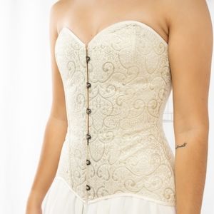 Bridal steel boned corset - gold beige